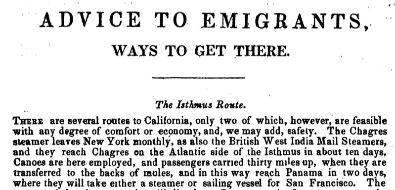 Clip from The Emigrant’s Guide to the Gold Mines by Henry I. Simpson (New York: Joyce and Co., 1848).