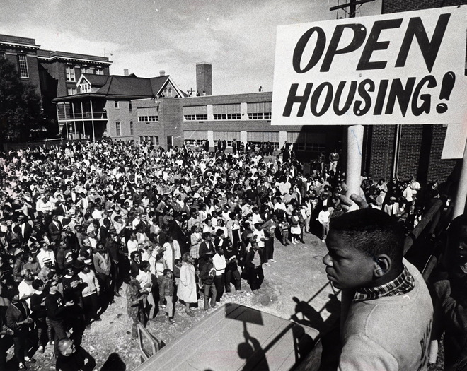 The largest group of civil rights demonstrators this summer gathered at st Boniface Catholic church, 2609 n 11th Street, for a brIef rally before setting off on their march fo opening housing to the south side and West Milwaukee Sunday, September 10, 1967. JOURNAL SENTINEL FILE PHOTO PUBLISHED: 9/11/1967 MILWAUKEE JOURNAL