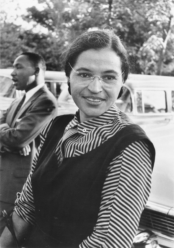 Rosa Parks with Dr. Martin Luther King, Jr. (ca. 1955). Photo: USIA / National Archives and Records Administration Records of the U.S. Information Agency.